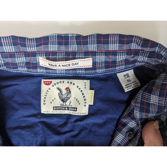 Scotch & Soda Womens Plaid Convertible sleeve button down shirt cotton top XL - Picture 4 of 6